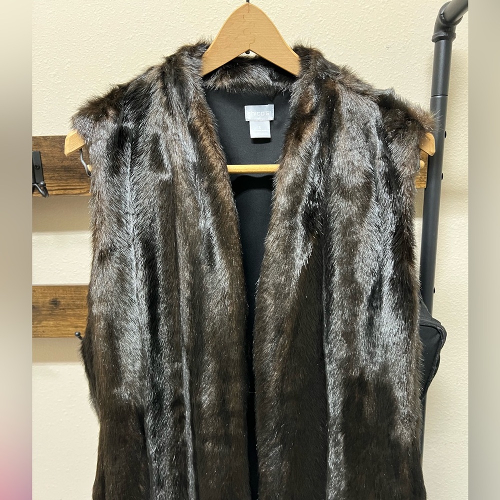 Chico's Dark Brown Faux Fur Vest